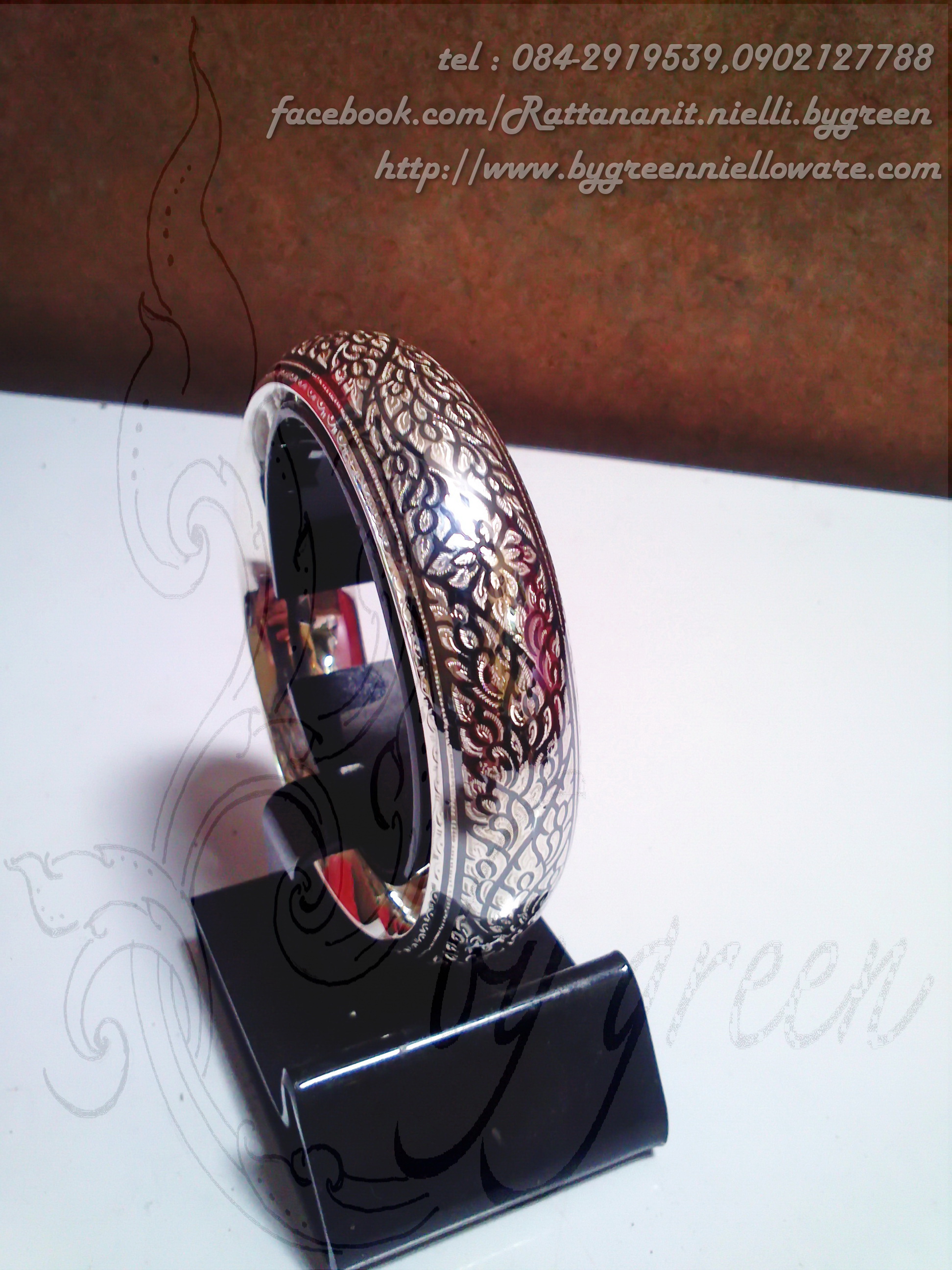 กำไลถมเงิน ลายไทย 1.5 cm. งานลูกค้าสั่งทำ โดยเครื่องถมนคร by green รูปที่ 4