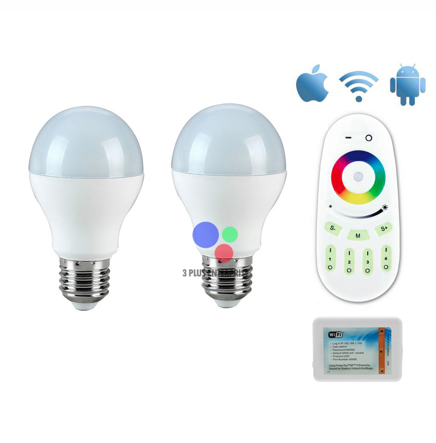 LED Wifi Bulb 6w RGB 2 หลอด พร้อมรีโมทและคอนโทรลเลอร์ รูปที่ 1