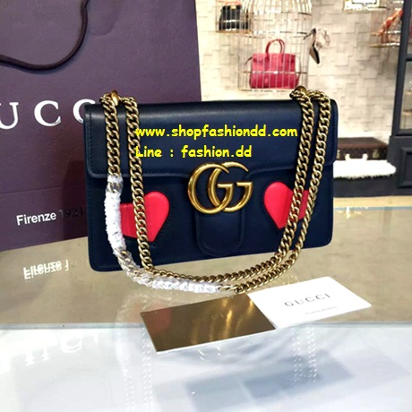 พร้อมส่ง กระเป๋า Gucci Marmont GG Supreme Hearts Medium Shoulder Bag (เกรด Hi-end) รูปที่ 1