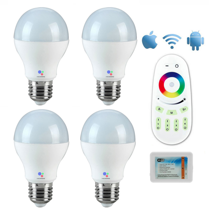 LED Wifi Bulb 6w RGB 4 หลอด พร้อมรีโมทและคอนโทรลเลอร์ รูปที่ 1