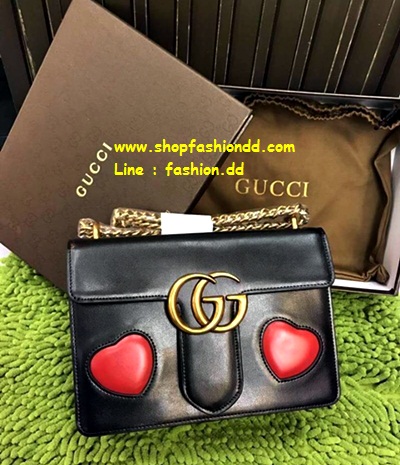 New Gucci with Heart Shoulder in Black Bag (เกรด Hi-End) หนังแท้ รุ่นใหม่ชน Shop รูปที่ 1