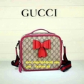 New 2017 Gucci Cross Body Bow in Red Bag (เกรด Hi-end) หนังแท้  