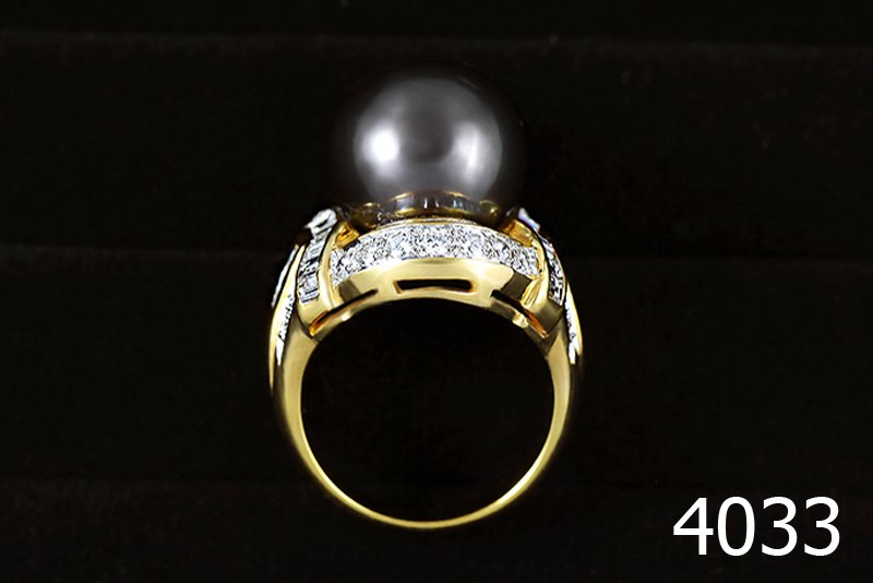 แหวนมุกดำ south sea pearl ประดับเพชร 3.28 Ct. สวย หายากมาก รูปที่ 1