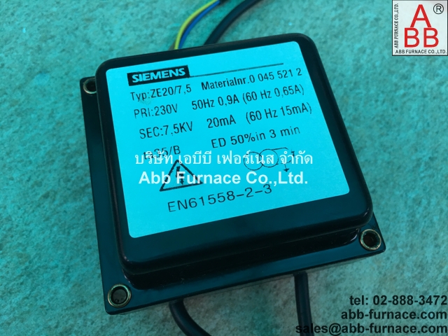 Siemens ZE20/7,5 (ซีเมนส์) Ignition Transformer หม้อแปลงสปาร์ค รูปที่ 1