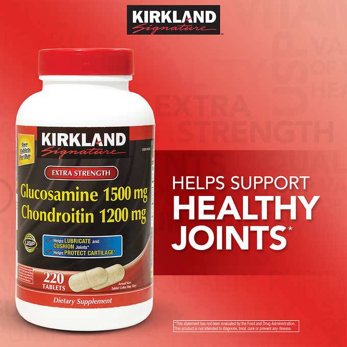 kirkland Glucosamine 1500 mg.+ Chondroitin 1200 mg. 220 tablets ช่วยบำรุงข้อและกระดูกอ่อน รูปที่ 1