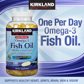 Kirkland Signature Omega-3 Fish Oil 1200 mg. 180 Softgels รูปที่ 1