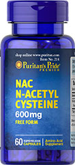 puritan NAC (N-Acetyl-Cysteine) 600 mg.60 capsules แนค ช่วยดีท็อกซ์ตับ,ผิวขาวใส รูปที่ 1