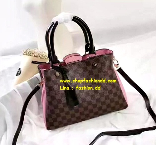 พร้อมส่ง New Louis Vuitton Monogram Canvas สีชมพู หนังแท้ (เกรด Hi-end) รูปที่ 1