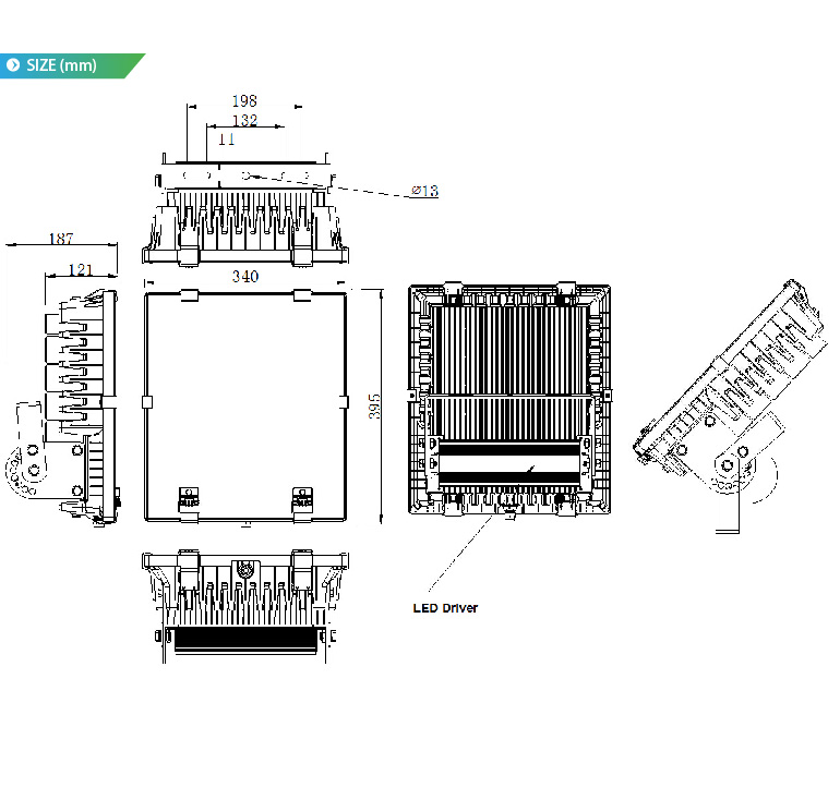 โคมไฟโรงงาน LED Flood Light good quality กันน้ำ 200W รูปที่ 5