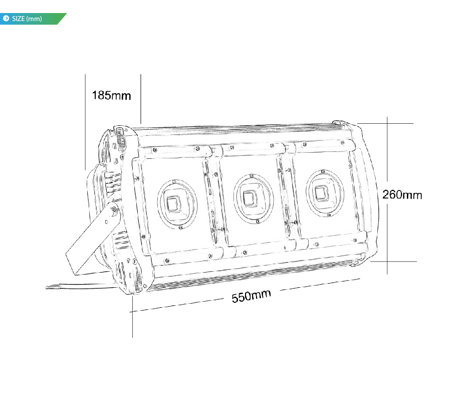 โคมไฟโรงงาน LED Flood Light ECO กันน้ำ 240W รูปที่ 4
