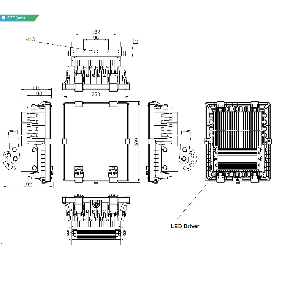 โคมไฟโรงงาน LED Flood Light good quality กันน้ำ 100W รูปที่ 5