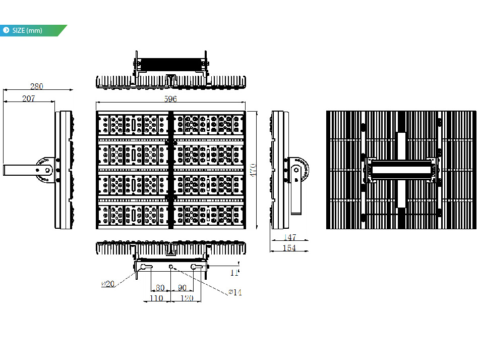 โคมไฟปั๊มน้ำมัน LED Cantopy light 300W Cree Meanwell รูปที่ 5