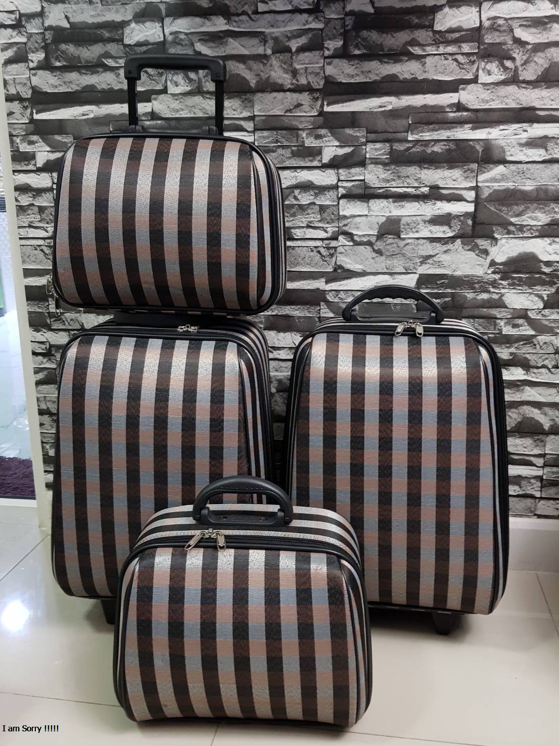 กระเป๋าเดินทางแบบผ้า เซ็ทคู่ 18/13 นิ้ว ลาย BROWN/BLACK รูปที่ 5