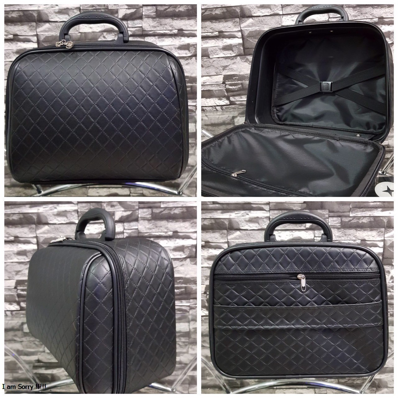 กระเป๋าเดินทางแบบ PVC 13 นิ้ว ลายชาแนลสีดำ รูปที่ 1