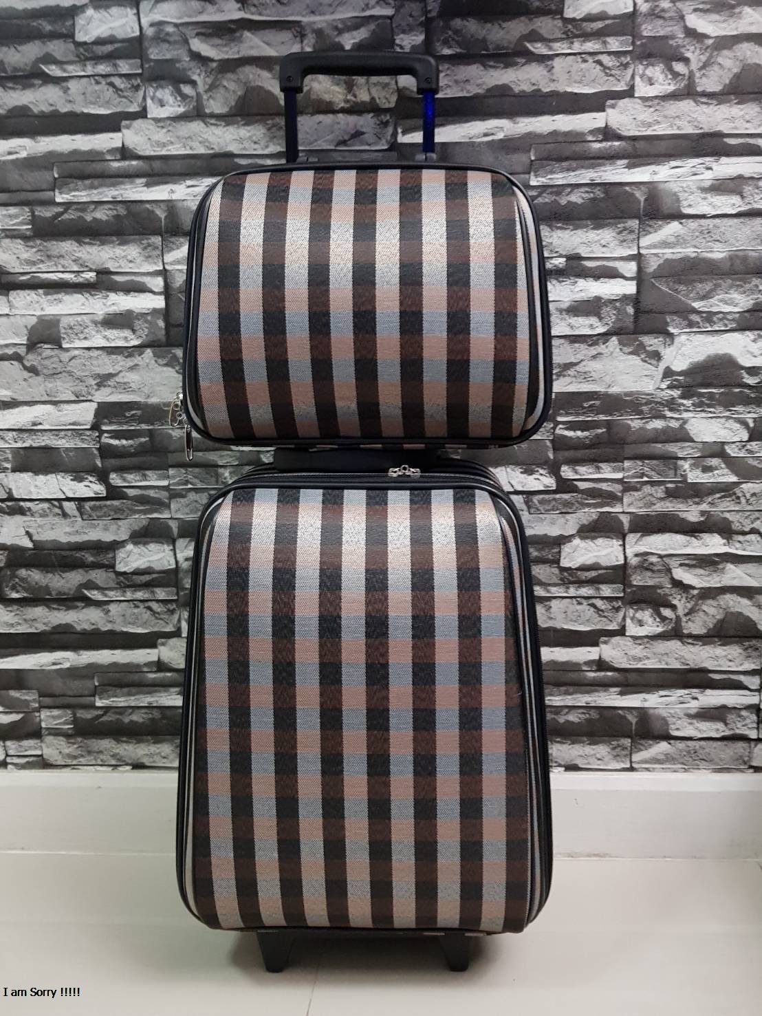 กระเป๋าเดินทางแบบผ้า เซ็ทคู่ 18/13 นิ้ว ลาย BROWN/BLACK รูปที่ 3