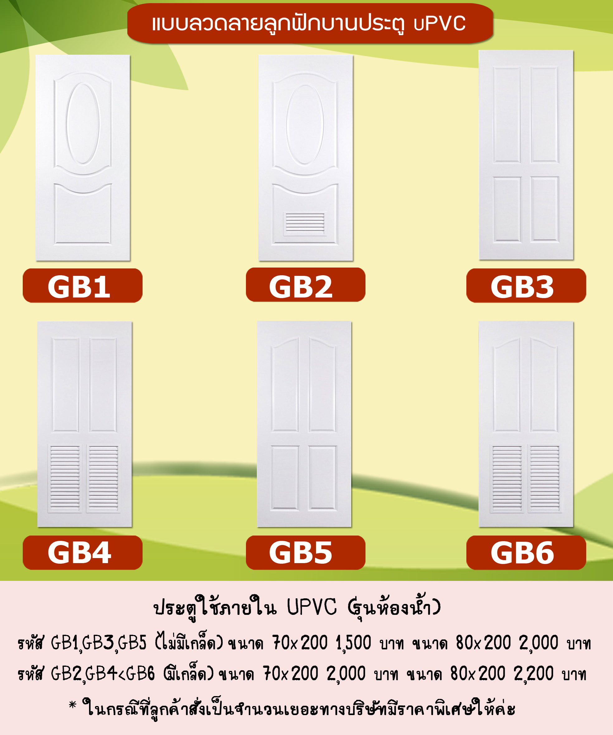 จำกน่ายประตู UPVC บานภายใน รูปที่ 1