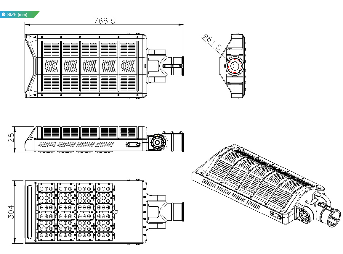 โคมไฟถนนแบบปรับได้ LED Street light 200W รูปที่ 4