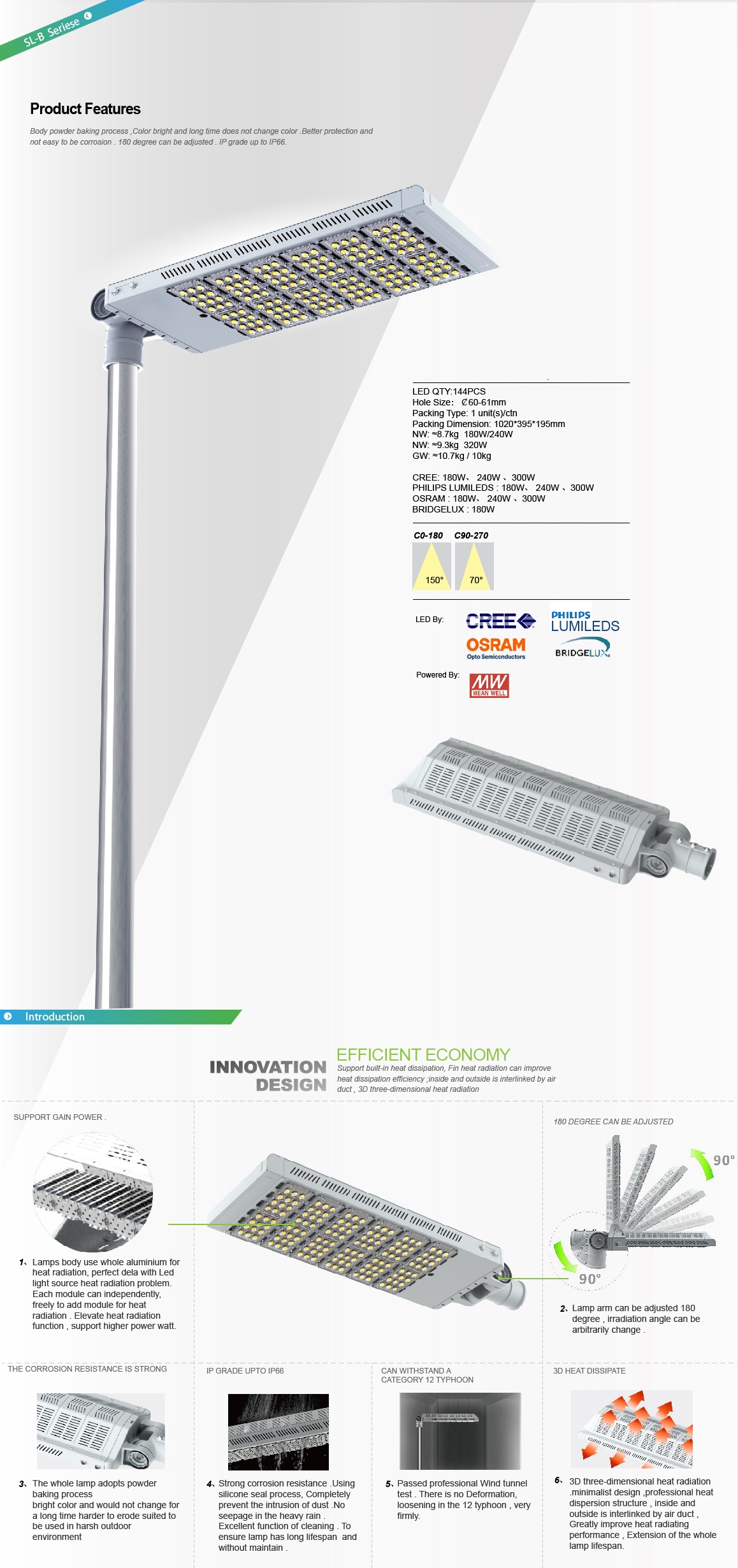 โคมไฟถนนแบบปรับได้ LED Street light 300W รูปที่ 1