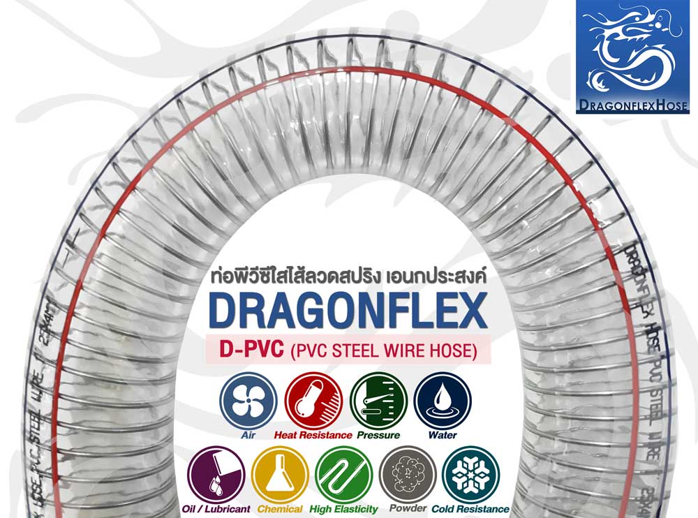 ท่อพีวีซีใสไส้ลวดสปริง เอนกประสงค์ แบรนด์ 