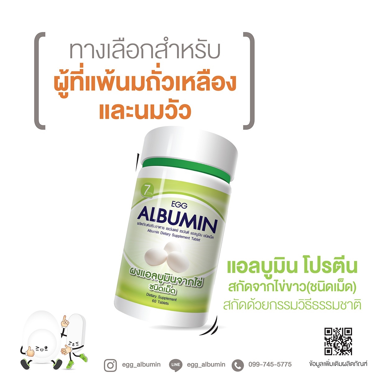 “Egg Albumin” โปรตีน Albumin (แอลบูมิน) โปรตีนจากไข่ขาวสกัด ชนิดเม็ด   รูปที่ 1