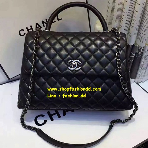 พร้อมส่ง กระเป๋า Chanel Coco Bag หนัง Lambskin 12 นิ้ว หูดำ หนังแท้ (เกรด Hi-end)   รูปที่ 1