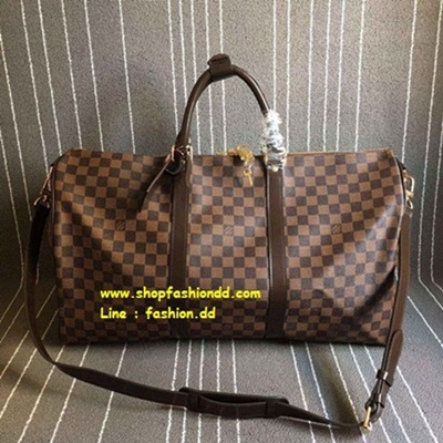 กระเป๋า Louis Vuitton Damier Ebend Keepall 55 With Strap Bag (เกรด Hi-End) หนังแท้ รูปที่ 1