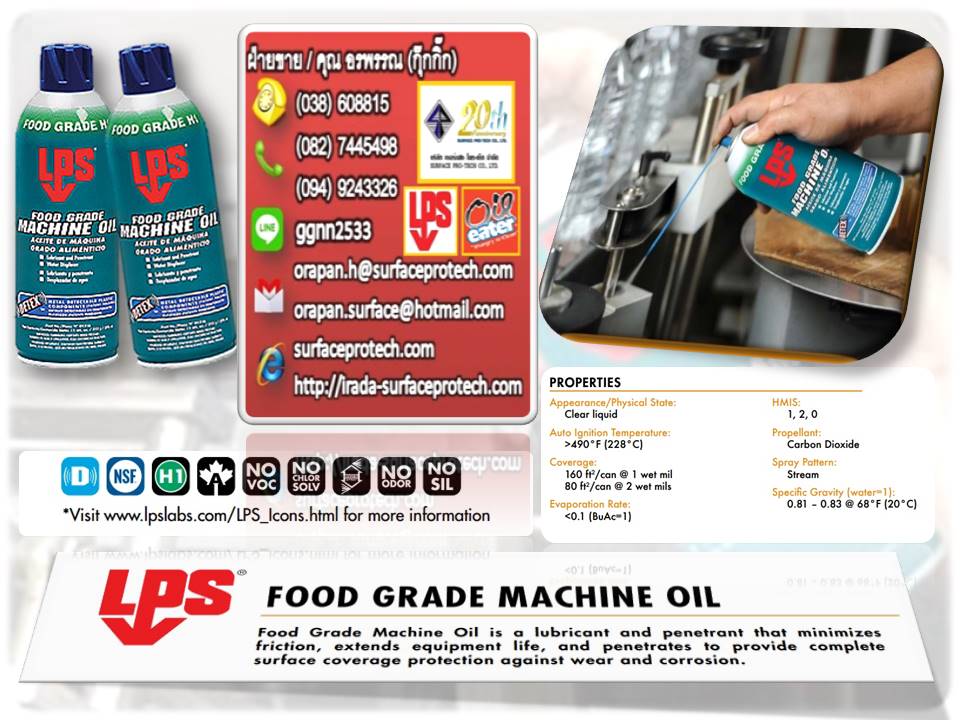 ติดต่อ...กิ๊ก(082)7445498 จำหน่าย สเปรย์หล่อลื่นฟู้ดเกรด (ชนิดฟิล์มเปียก) สำหรับใช้ในอุตสาหกรรมอาหารและยา สัมผัสอาหารได้ ได้รับมาตรฐาน NSF-H1 lps food grade machine oil สนใจสินค้าติดต่อได้เลยค่ะ รูปที่ 1