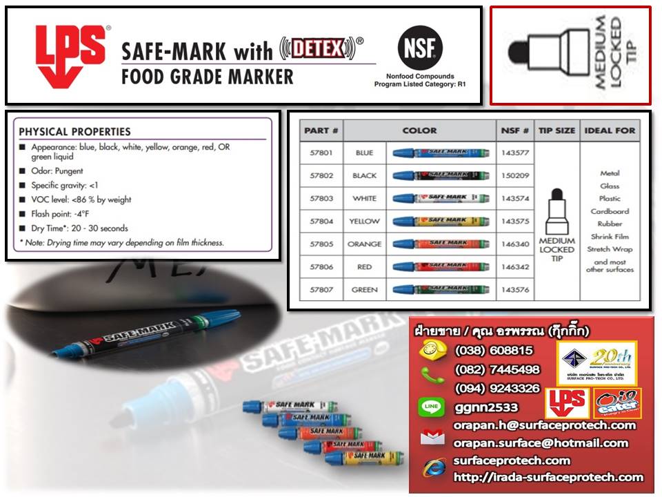 ติดต่อ..กิ๊ก(082)7445498 นำเข้า-จำหน่าย ปากกาเคมีชนิดฟู้ดเกรด SAFE-MARK with® FOOD GRADE MARKER เหมาะสำหรับการใช้งานสำหรับอุตสาหกรรมอาหารและยาได้ ปลอดภัยไม่มีสารตกค้าง รูปที่ 1