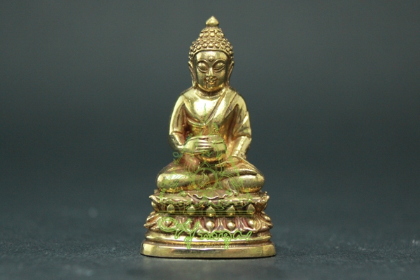 พระกริ่งอุ้มบาตร สูง 3.3 ซ.ม. เนื้อทองเหลือง เนื้อสำริด ขัดเงา 130.- โรงหล่อ 54 พุทธคุณ รูปที่ 3