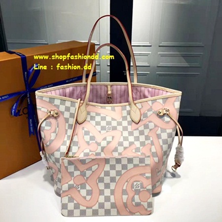 New 2017 Louis Vuitton Damier Neverfull MM Size (เกรด Hi-end) หนังแท้  หนังนิ่ม รูปที่ 1