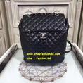 กระเป๋า CHANEL BACKPACK ฺLambskin in Black Bag ขนาด 10 นิ้ว (เกรด Hi-End)   