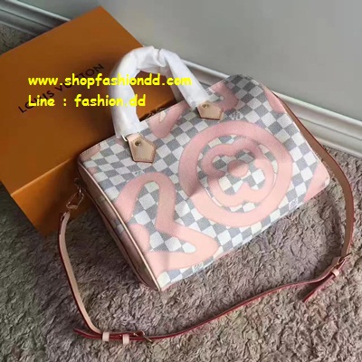 พร้อมส่ง มาใหม่ Louis Vuitton Damier Eben Speedy 30 With Shoulder Strap (เกรด Hi-end)  -- มาใหม่ สปีดี้ลายตารางสีขาวปนชมพู กระเป๋าสะพายข้าง Louis Vuitton งานหนังแท้ทั้งใบ หนังนิ่ม หนังสวยมากค่ะ  รูปที่ 1