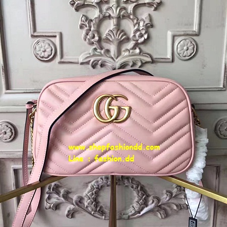 New 2017 Gucci Marmont matelassé in Pink shoulder bag หนังแกะ หนังแท้ทั้งใบ (เกรด Hi-end)  รูปที่ 1