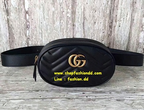 มาใหม่ล่าสุด New Gucci Gg Marmont Matelassé Leather Belt in Black Bag หนังแกะแท้ (เกรด Hi-end)   รูปที่ 1