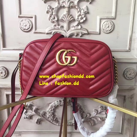 New 2017 Gucci Marmont matelassé in Red shoulder bag หนังแกะ หนังแท้ทั้งใบ (เกรด Hi-end) รูปที่ 1