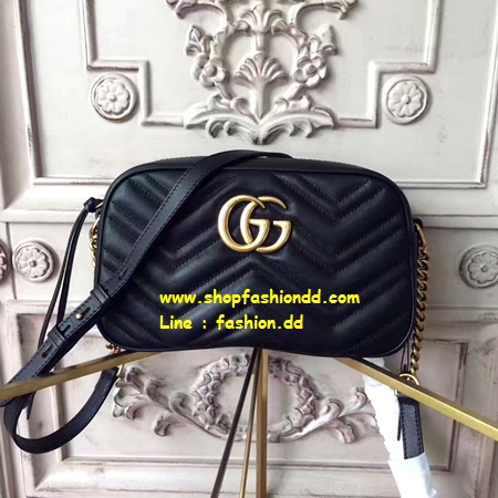 New 2017 Gucci Marmont matelassé in Black shoulder bag หนังแกะ หนังแท้ทั้งใบ (เกรด Hi-end)   รูปที่ 1