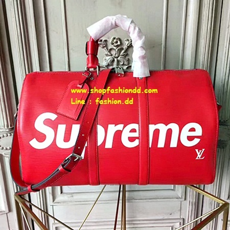 New Louis Vuitton x Supreme Keepall Bandouliere 45 Epi Leather in Red หนังแท้ทั้งใบ (เกรด Hi-end)  รูปที่ 1