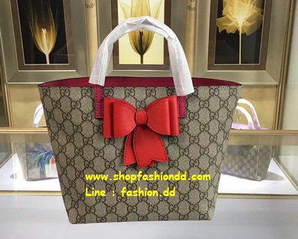 New Gucci Shopping Bag โบว์สีแดง สายกระเป๋าสีชมาพู มาใหม่ (เกรด Hi-end)  รูปที่ 1