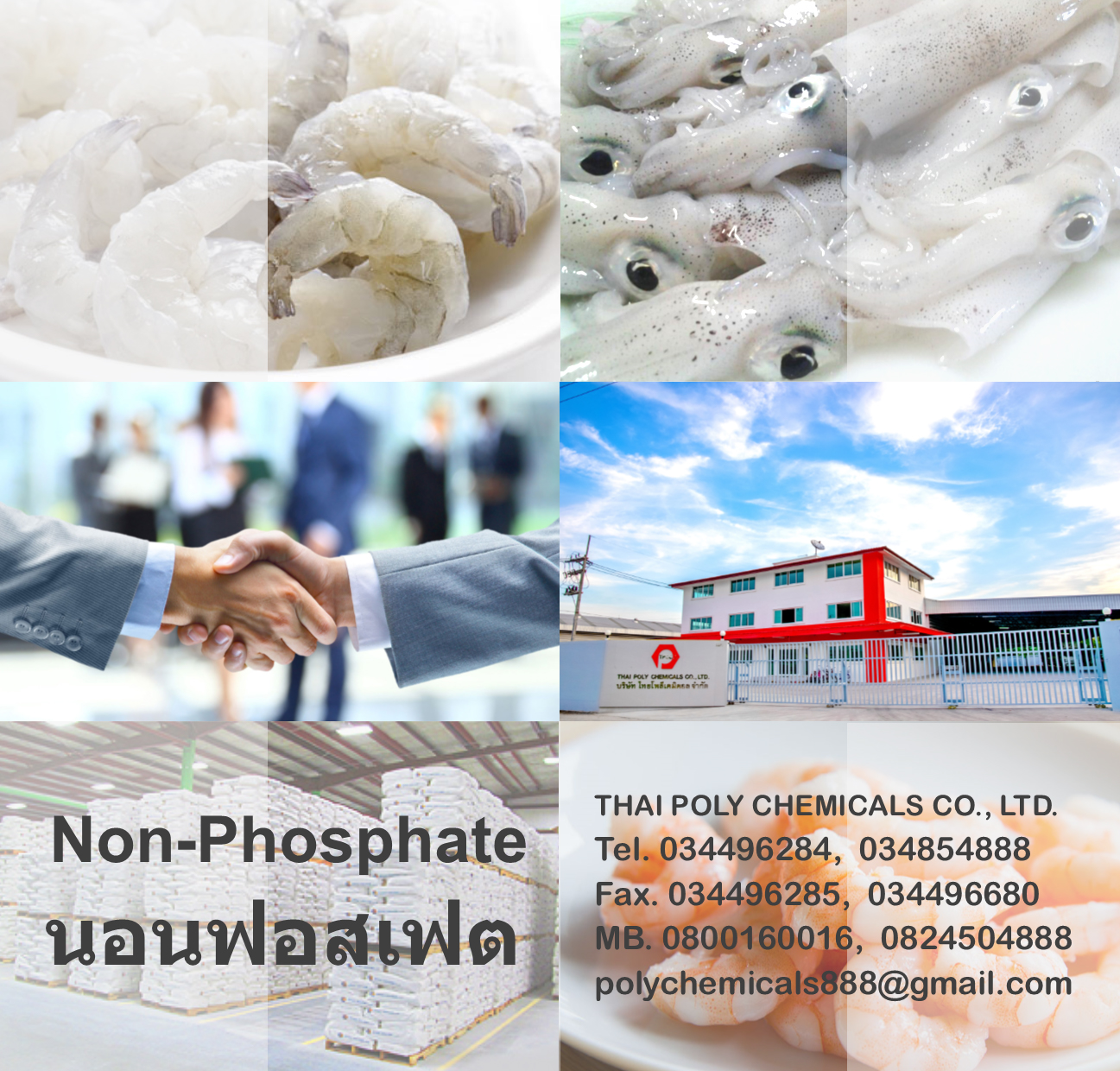 Non-Phosphate, นอนฟอสเฟต, Seafood additive, สารเพิ่มน้ำหนักกุ้ง, สารเพิ่มน้ำหนักหมึก, สารเพิ่มน้ำหนักปลา รูปที่ 1