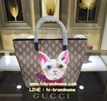 New Gucci Shopping Bag รุ่่นหน้าแมว สายสีม่วง มาใหม่  (เกรด Hi-end)  -- กระเป๋ามาใหม่ Gucci ทรง Shopping Bag สวยมากค่ะ