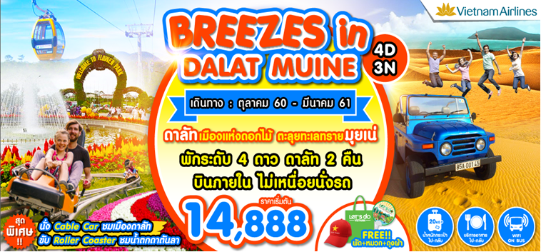 ทัวร์เวียดนาม4วัน3คืนดาลัด มุยเน่BREEZES IN DALAT MUINE บิน VN ต.ค – มี.ค 61บินภายในไม่เหนื่อยนั่งรถ รูปที่ 1