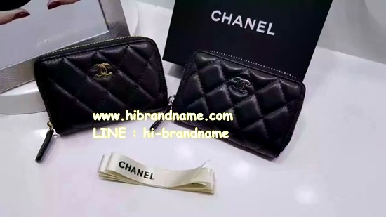 กระเป๋าสตางค์ Chanel wallet สีดำ  หนังแกะ หนังแท้ทั้งใบ (เกรด Hiend)  กระเป๋าแบบ zip แบบซิปรอบ รูปที่ 1