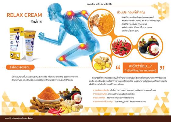 Relax Cream  รีแลกซ์ ครีม บรรเทาอาการเจ็บปวด ลดการอักเสบของข้อต่อและเอ็น รูปที่ 4