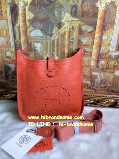 กระเป๋า Hermes Evelyne Mini Original Togo in Orange Silver Hardware (เกรดHi-End) อะไหล่เงิน หนังแท้  รูปที่ 1