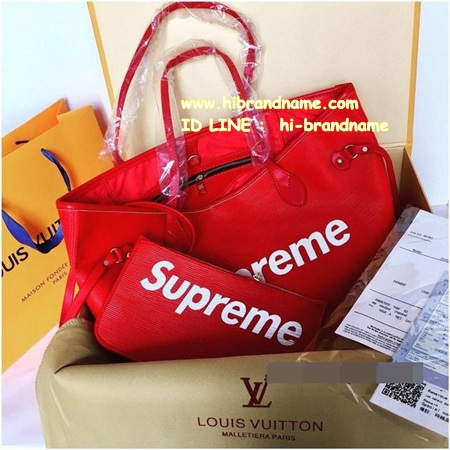 New Louis Vuitton x Supreme Neverfull Epi in Red Bag (เกรด Hi-end) หนังแท้   รูปที่ 1