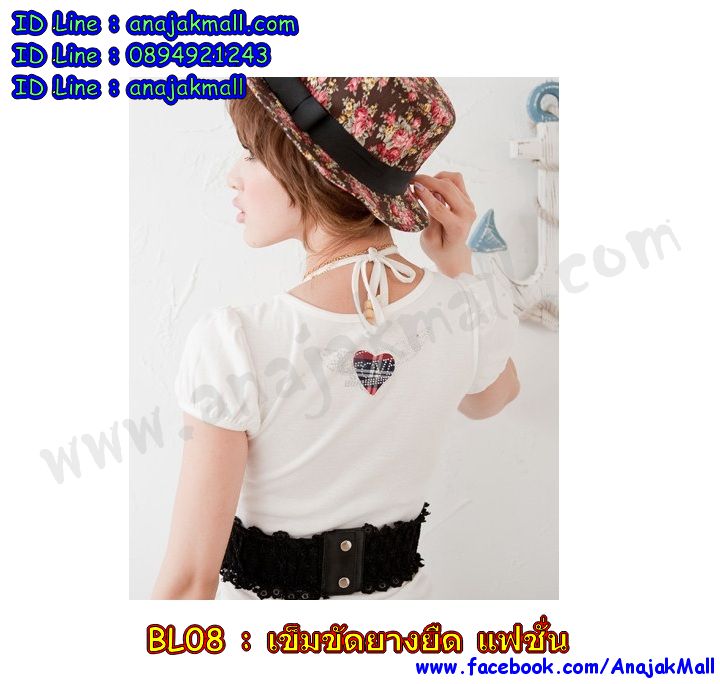 BL08 เข็มขัดยางยืด ลูกไม้เชือกผูก รูปที่ 4