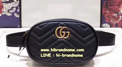 New Gucci Gg Marmont Matelasse Leather Belt in Black Bag หนังแกะแท้ทั้งใบ (เกรด Hi-end)  แบบคาดเอวได้ รูปที่ 1