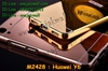 รูปย่อ M2428-01 เคสอลูมิเนียม Huawei Y6 หลังกระจก สีทอง รูปที่4