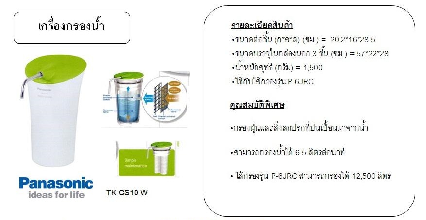 เครื่องกรองน้ำ PANASONIC TK-CS10 กรองน้ำได้ 6.5 ลิตร/นาที รูปที่ 3