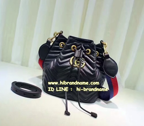 New Gucci GG Marmont Quilted Black Leather Bucket Bag (เกรด Hi-end) สีดำ รุ่นมาใหม่ชน Shop รูปที่ 1